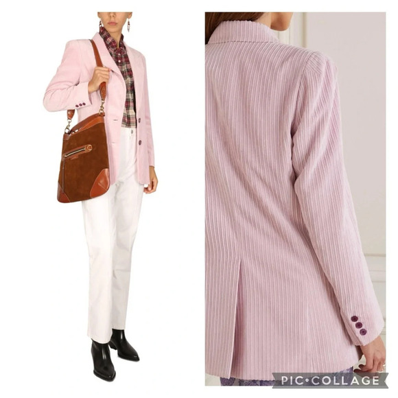 Isabel Marant SUIT SET Pink Corduroy 38 Milorsy Pant Malyake Jacket Blazer NWT - Picture 6 of 16